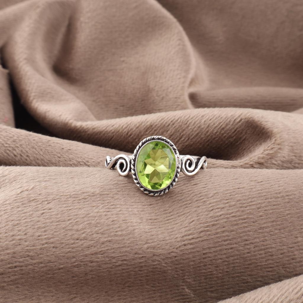 Peridot Ring Gemstone Jewelry, 925 Solid Sterling Silver Ring, Handmade Jewelry Birthstone Ring, Gift For Her