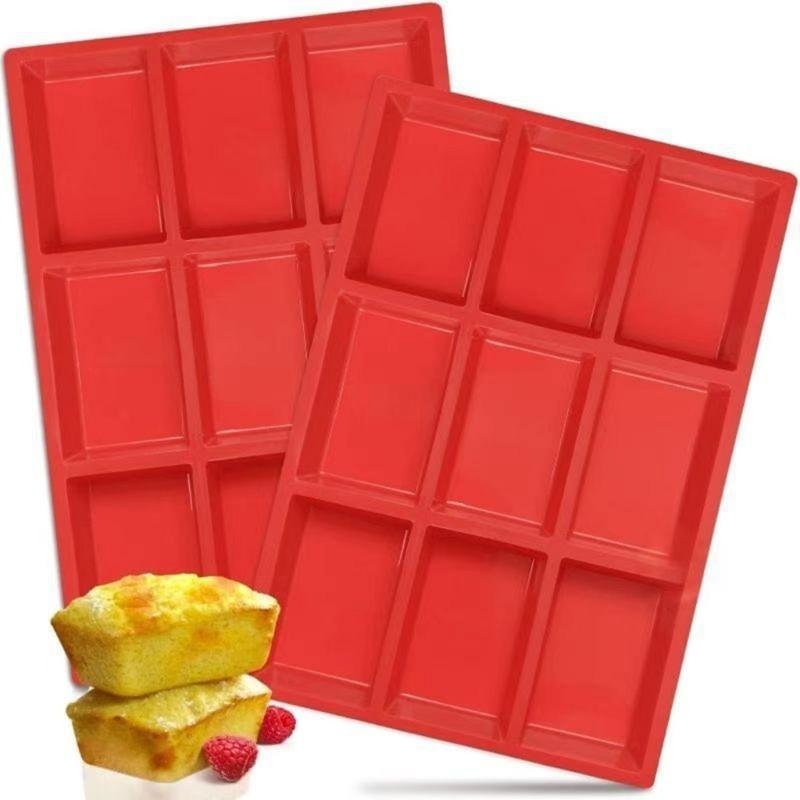 9 Cavity Rectangular Silicone Cake Molds for Baking Enthusiasts Space Saving Design Easy Releases Perfect Dessert