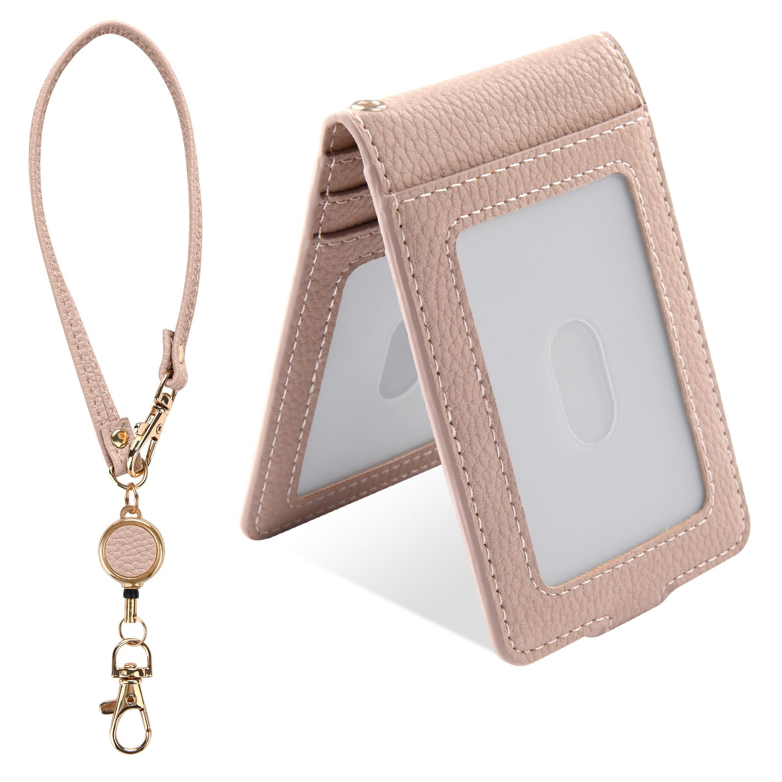 UriCase Держатель для проездного билета, держатель для ID-карты с эластичным ремешком, конструкция-раскладушка, двойные карманы, держатель для ID-карты, держатель для визитных карточек, мужской и женский,