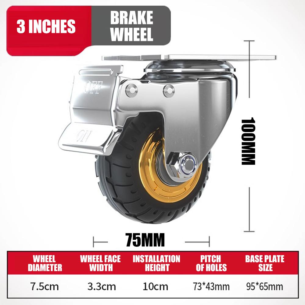 Vysoce kvalitní kolečka 3/4/5 palců boční montáž malá gumová nábytková kolečka otočná kolečka pro vozík skříň