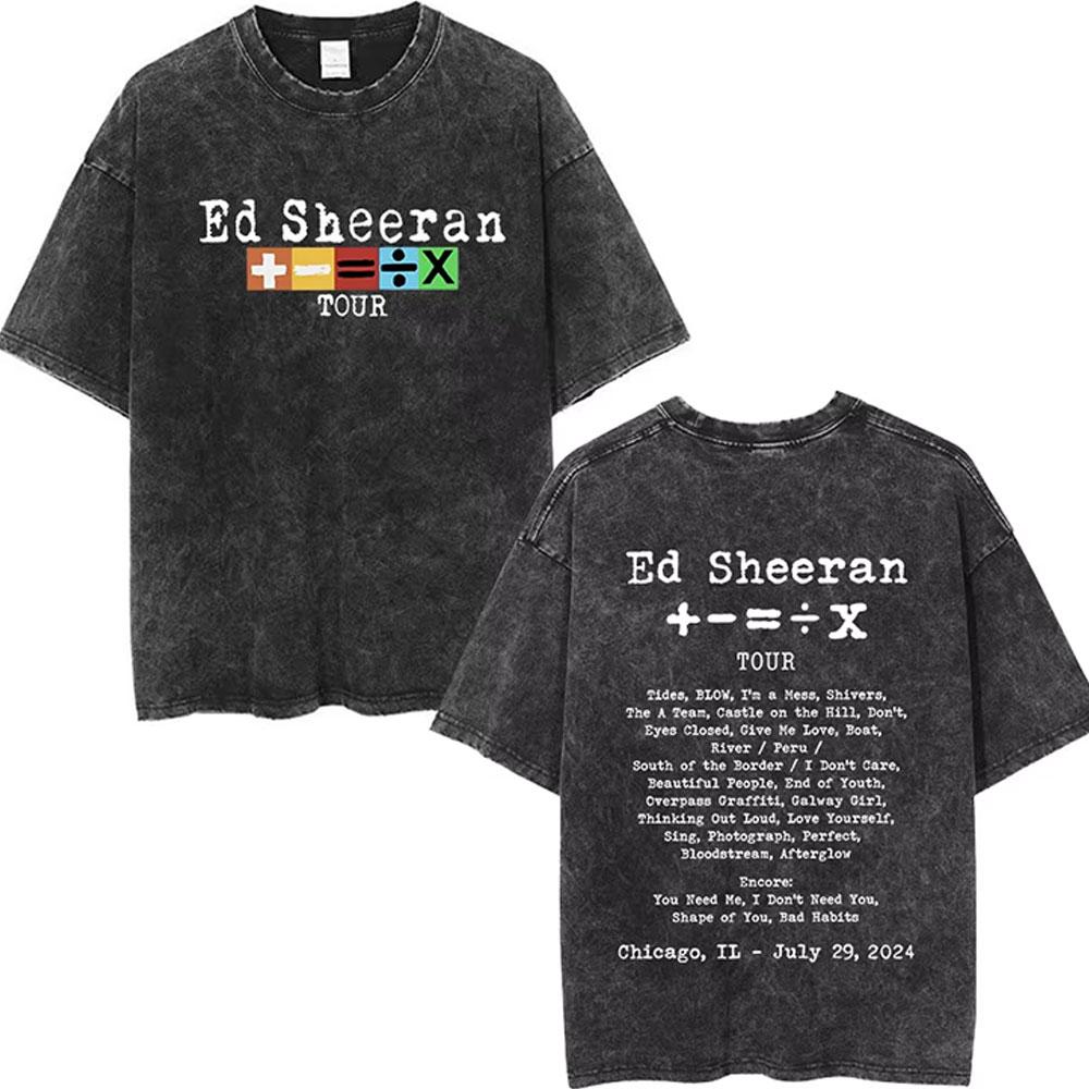 Washed Vintage Ed Sheeran Play Graphic Tshirt Men Women Hip Hop Fashion Pop Music T Shirts Mens Gothic Oversized Streetwear