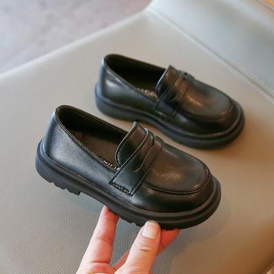 New Girls' Shoes Children's British Style Solid Color Small Leather Shoes Girls Baby Black Casual Fashion Single Shoes