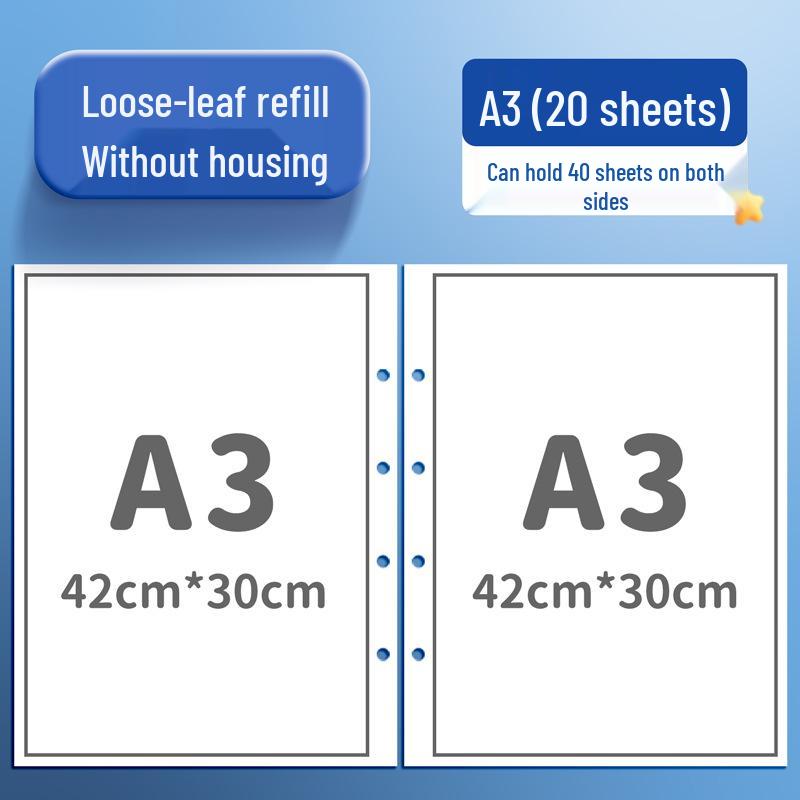 Kaba Bear A3 Portfolio Album: Children's 4K/8K Open Drawing Folder and A2 Sketchbook for Storing and Displaying Artwork