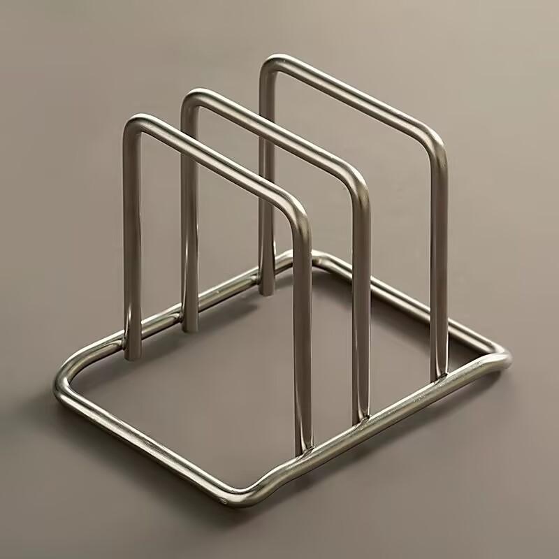 Stainless Steel Multi Slot Pot Lid Cutting Board Holder Countertop Storage Rack for Home Kitchen Utensil Organization
