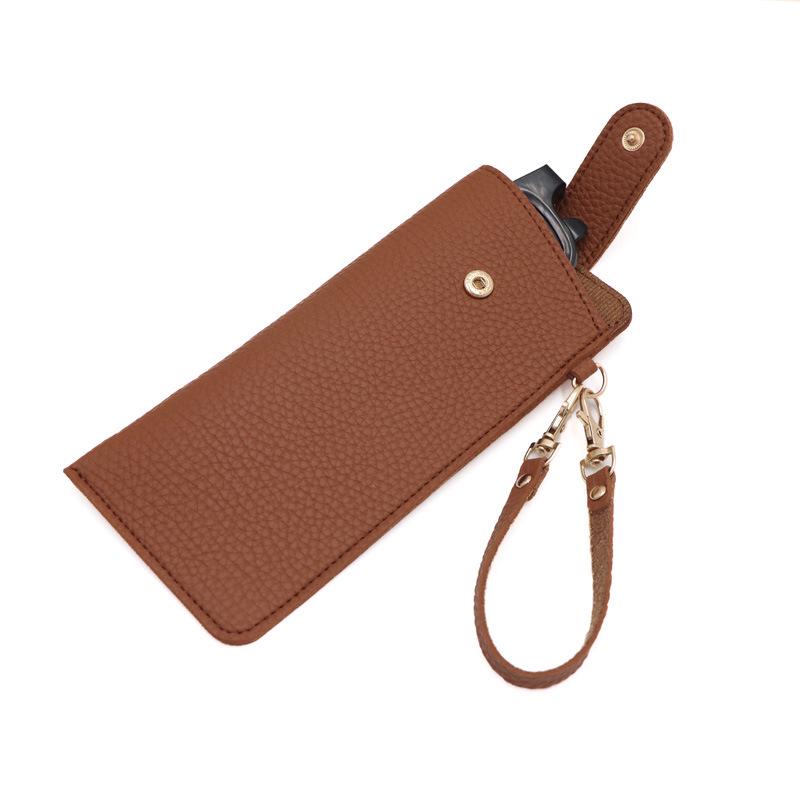 

Trendy Japanese Leather Anti-Scratch Sunglasses Case with Bag Hanger