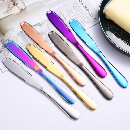 Stainless Steel Cheese Knife Sawtooth Blade Butter Cream Dessert Spreader Tool