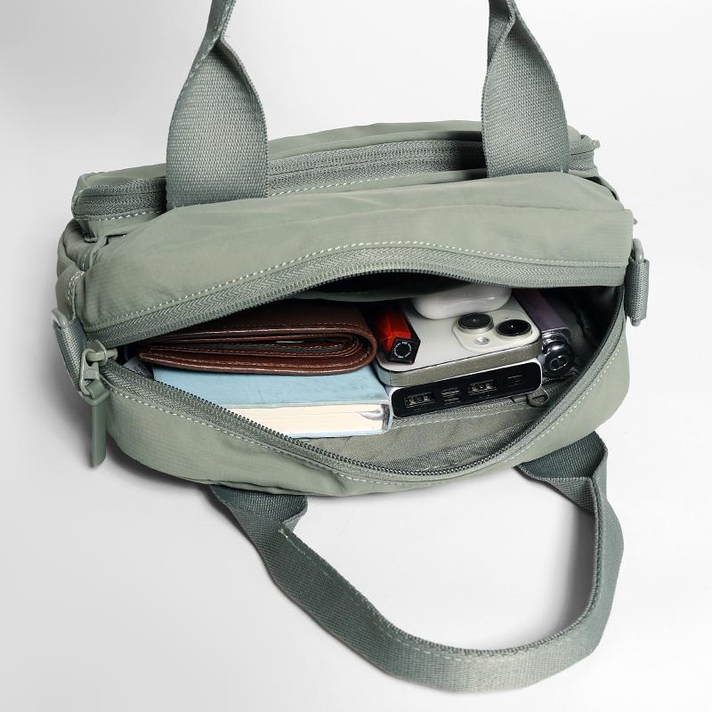 Solid Color Handbag Travel Crossbody Bag Lightweight Water-Repellent Nylon Bag Women's Shoulder Bag