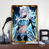Ice Warrior Anime Girl Tinplate Poster Customized Wall Art Vintage Retro Metal Signs for Coffee Bar Accessories Office Decor