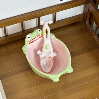 Frog Bowl Personality Abstract Funny Large Capacity Dessert Bowl Weird Ceramic Rice Bowl Gift Gift Friend Rice Bowl
