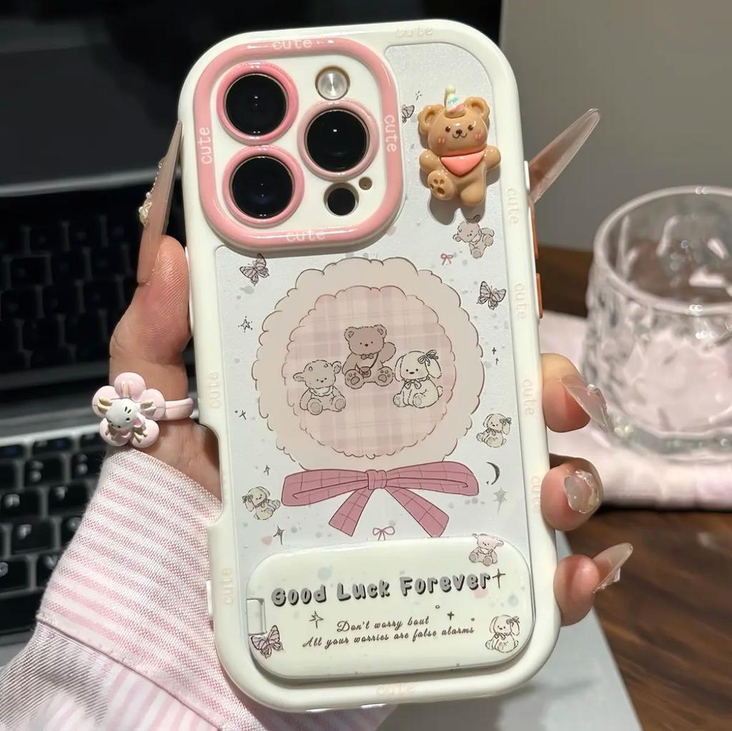 Cute Muppet Bear Holder Suitable for Huawei mate70pro Mobile Phone Case Pura80nova14/13 Honor