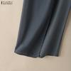 ZANZEA Womens Casual Solid Color Loose Chiffon Splice Wide Leg Pants
