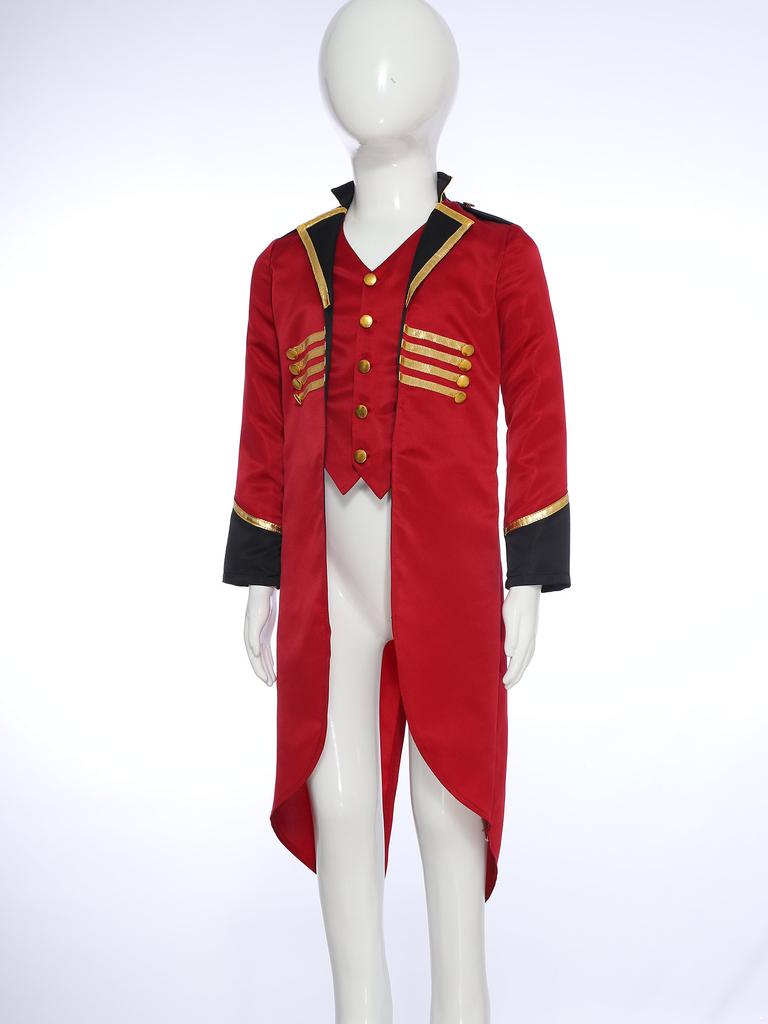 Kids Steampunk Tailcoat Costume Vintage Medieval Design Long Sleeve Fake Two Piece Tuxedo Victorian Elegant Jacket