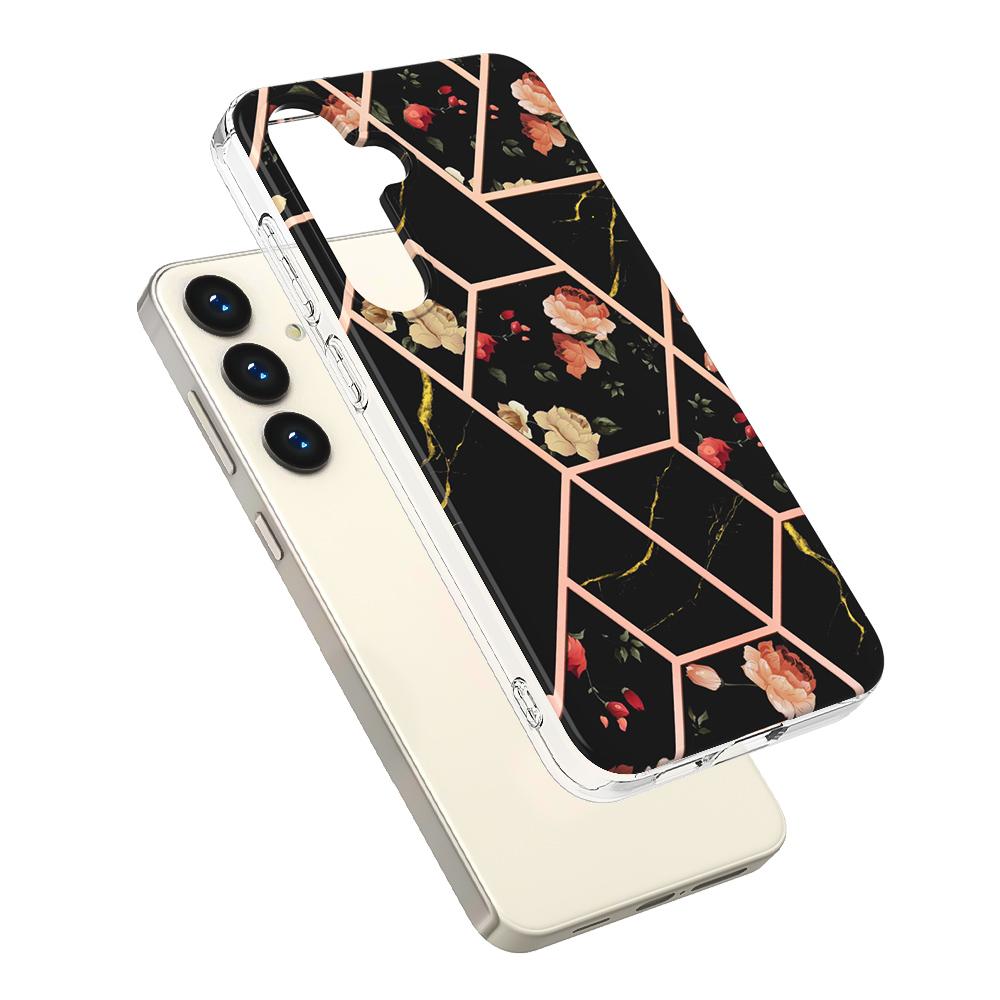 Schwarzes Marmor-Spleißen, abnehmbares Umhängeband mit Schnalle oder Anti-Fall-Ring oder Hülle mit glattem Design für Samsung iPhone, Xiaomi Redmi, Oppo, Nokia Moto …