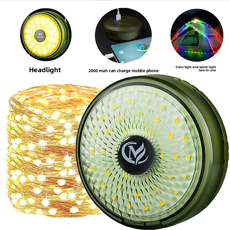 Outdoor Camping Light Rechargeable Outdoor Tent Colorful Atmosphere Light Rechargeable Super Long Lighting Light Storage Tape Measure Light