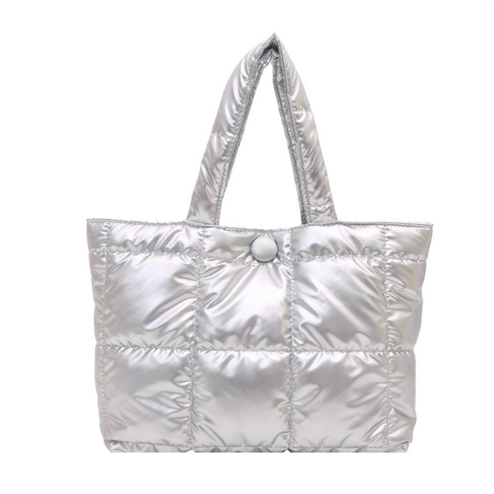Fashion Solid Color Quilted Tote Bag Waterproof Lightweight Puffer Crossbody Bag Large Capacity Women Handbag