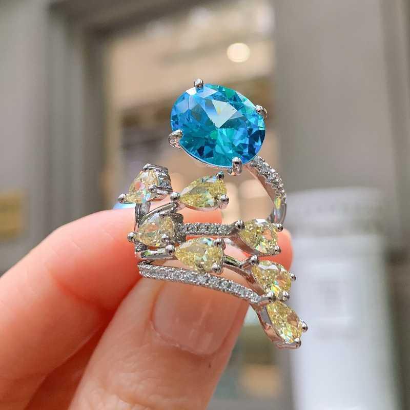 

SACE GEMS, классический тренд, медный сплав, цвет 10*12 мм, циркон, небесно-голубое кольцо, женские украшения, свадебный подарок, вечеринка синий