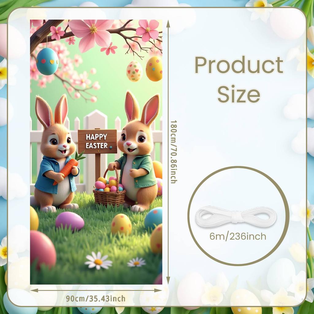 Bunny Celebration Display Pink Polka Dots Rabbit Background Easter Display Cartoon Easter Decor Banner For Holiday Gift Holiday