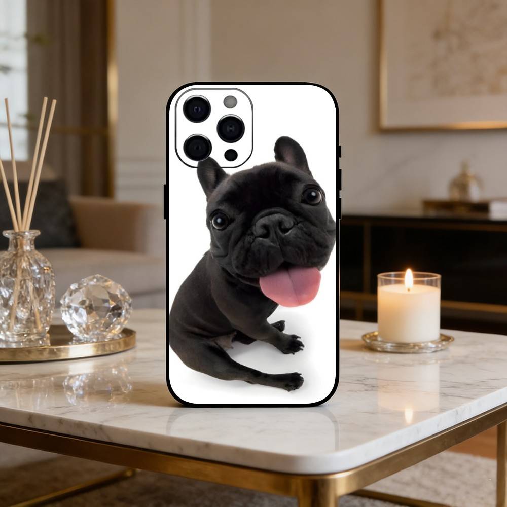 F-Frenchies Französische Bulldogge Hund Handyhülle Für iPhone17,16,15,14,13,12 Plus,Max Weiches Silikon Schwarze Hülle
