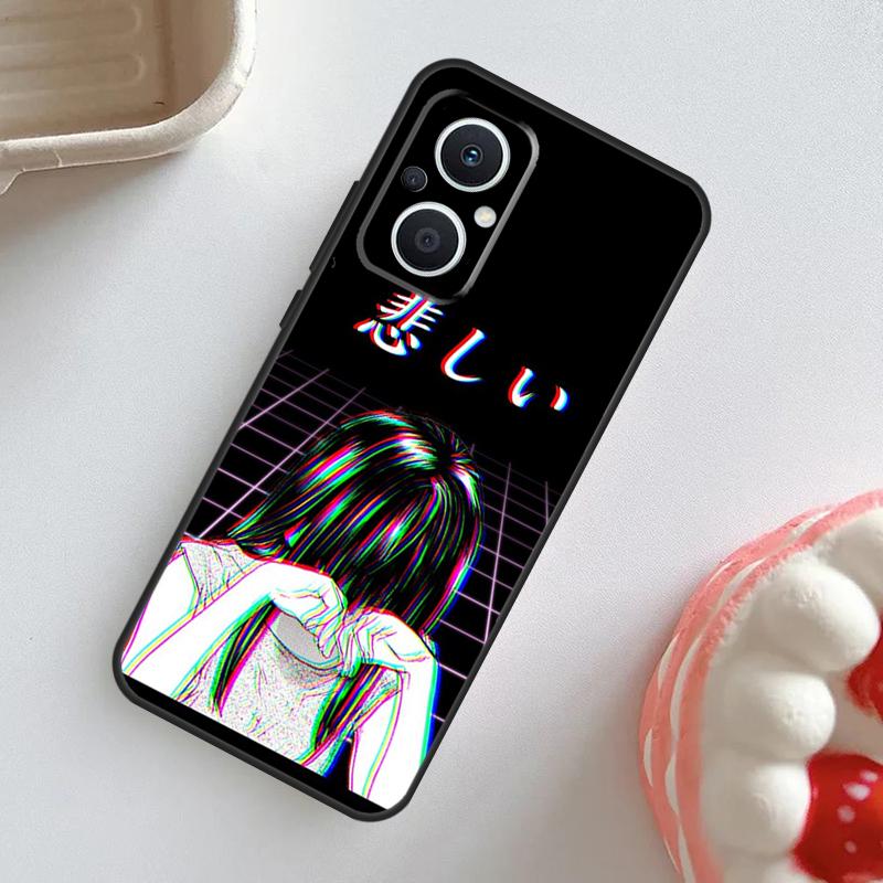 Sad Girl Japanese Anime Case For OPPO Reno 11 10 Pro 11F 8T 4Z 5Z 5 6 8 7 Lite OPPO Find X5 X6 Pro X2 X3 Lite Cover