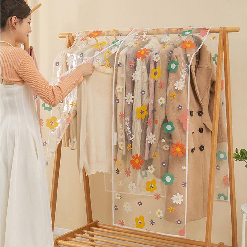 Husa de Praf pentru Haine cu Flori Desen Animat Dormitor Uscător Husă de Praf Pânză Îngroșată Umeraș Husă de Praf Husă Universală pentru Haină Costum