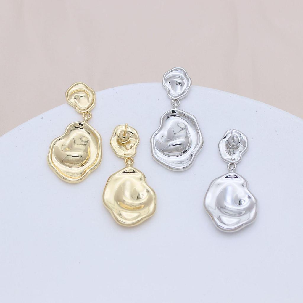 Geometric Irregular Concave-Convex Earrings: Simple, Fashionable Studs with S925 Silver Needle and Real Gold Color Retention