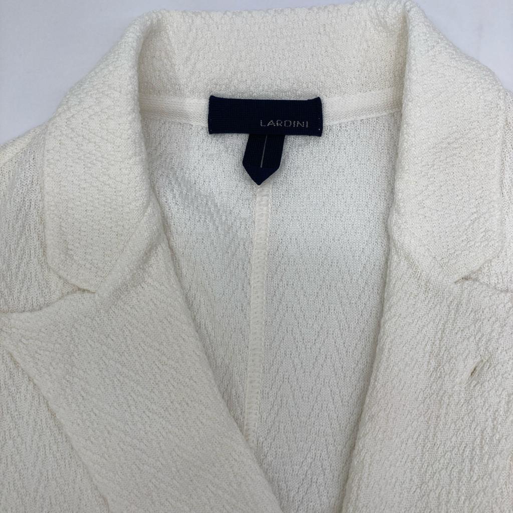LARDINI JMLJM21 White Cotton Center Vent Double Breasted Knit Tailored Jacket Jacket M whiteUsed