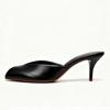 Soleist Women's Gold Patent Leather Heeled Slippers, Sexy Peep Toe Slide Sandals Elegant Banquet Party Dress Shoes Zapatos De Mujer