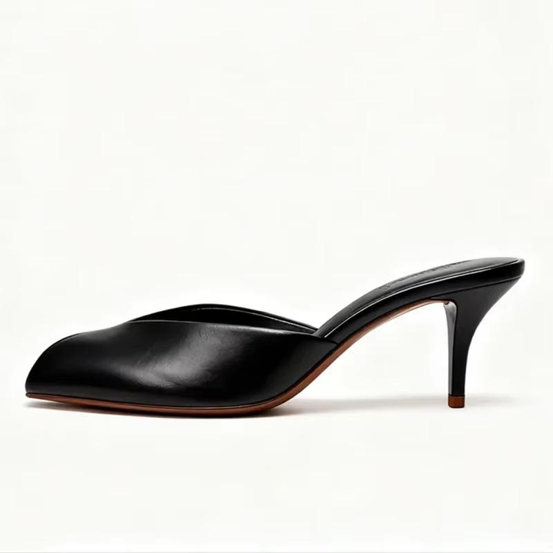 Soleist Women's Gold Patent Leather Heeled Slippers, Sexy Peep Toe Slide Sandals Elegant Banquet Party Dress Shoes Zapatos De Mujer