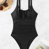 Swimsuit New Tankini Gather Slim Pleated One-piece Women's Swimsuit