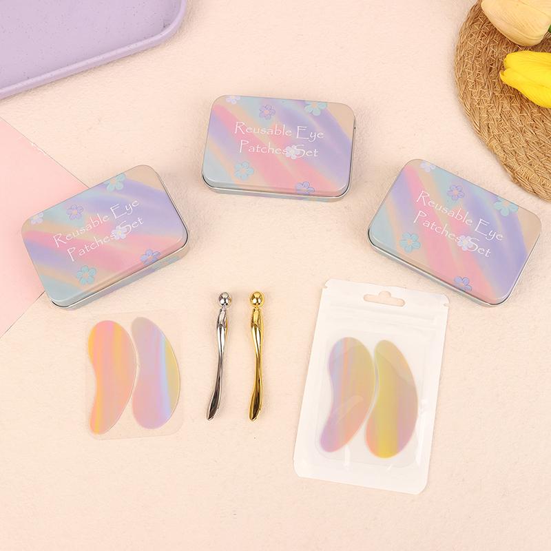 Reusable 1Pair Eye Pads With Massage Stick Silicone Lash Lift Eyelash Extension Hydrogel Patches Under Eye Gel Patch Makeup Tool