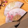 Evantai de mână pentru dans din pânză de mătase, mâner de bambus, recuzită, evantai stil chinezesc, evantai pliabil, decorațiune pentru casă
