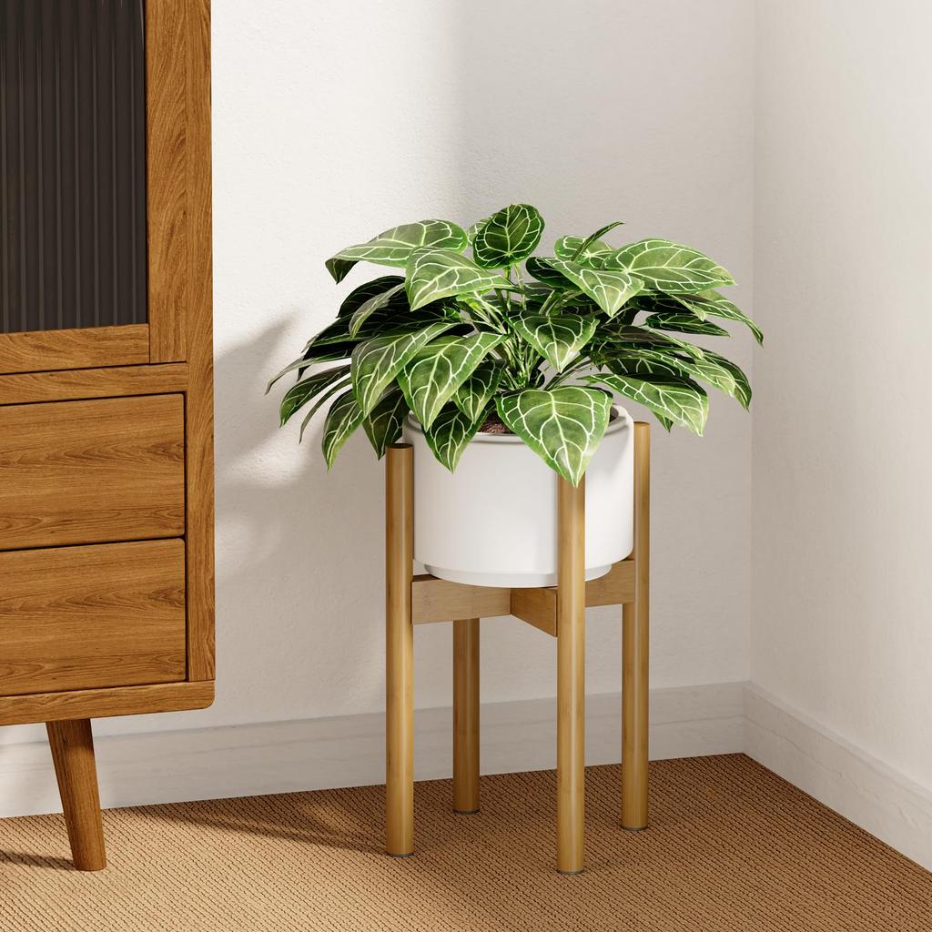 Bamworld Adjustable Planter Stand, Bamboo Indoor Plant Stand, 25cm-35cm Wide, Plant Pot Stand, Pot Stand, Planter Rack, Stylish Plant Pot Stand