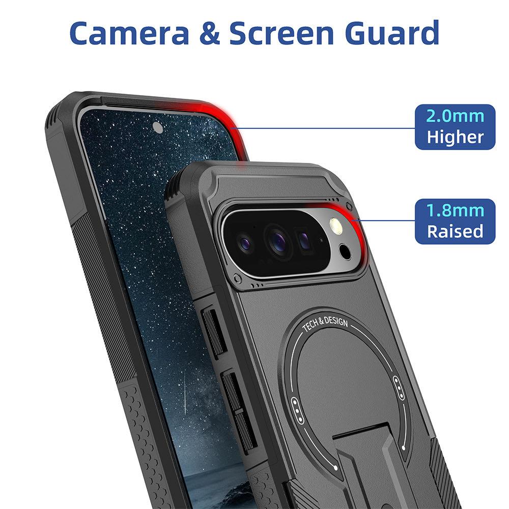 Armor Shockproof Magsafe Magnetic Protective Cover for Google Pixel 9 10 Pro Hard Folding Stand Wireless Charging Anti-fall Case