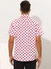 Lars Amadeus Slim Fit Polka Dot Dress Shirt with Collar and Size 2XL Men's Button-Down Pockets, Red,
