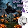 Mulino a vento da giardino magico spettrale di Halloween, decorazione da picchetto per esterni con motivi di strega e pipistrello, ornamento divertente e inquietante per la decorazione del giardino di Halloween