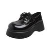 Platform small leather shoes women's new spring black British thick heel muffin autumn and winter retro single shoes