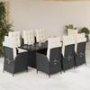 VidaXL 9-piece Garden Dining Set Black Cushions Braided Resin 3213113