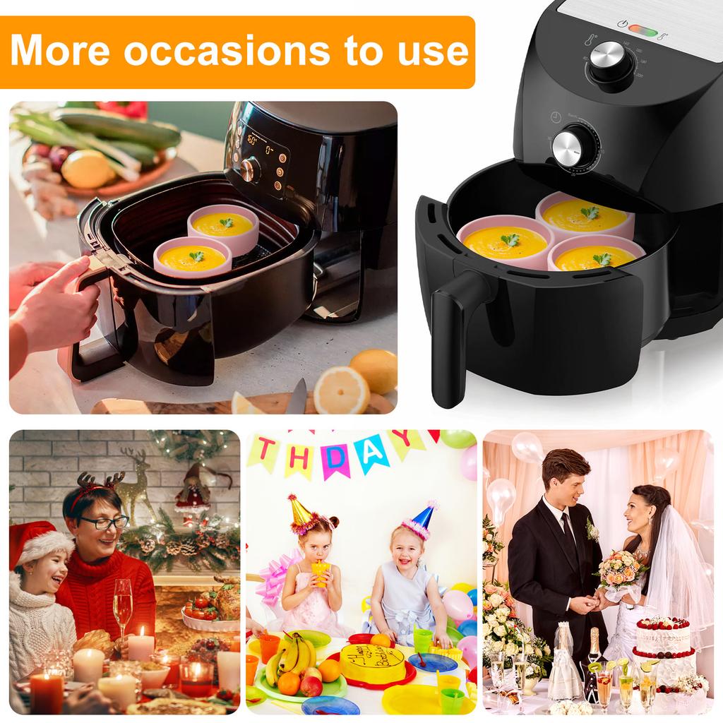 3 ks Forma na vejce do horkovzdušné fritézy Silikonové kalíšky na pošírování vajec Nepřilnavá forma na vaření vajec Forma na vaření vajec v mikrovlnné troubě Kalíšek na vejce Výrobník jednohubek do trouby