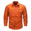 Men's Casual Loose Long-sleeved Shirt Spring and Autumn Plus Size Cotton Solid Color Young and Middle-aged Shirt