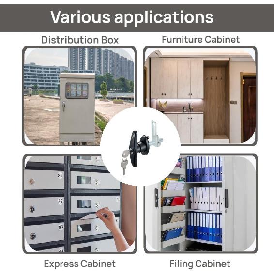 2PCS Truck Cap Locking T-Handle, Camper Shell Accessories, T-Handle Latch With Keyed Lock, Truck Camper Shell Lock, Key Alike Black T-Handle Locks