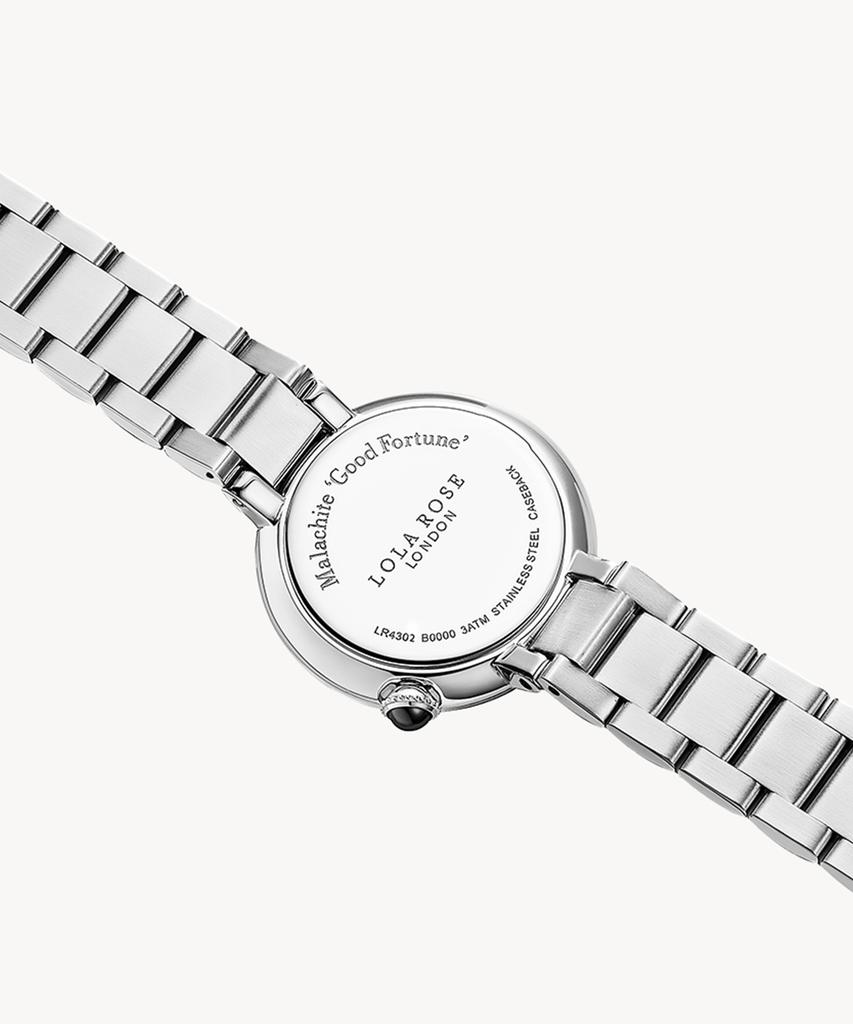 Lollalojeu Tea-Time Malachite Silver Women'S Metal Wristwatch