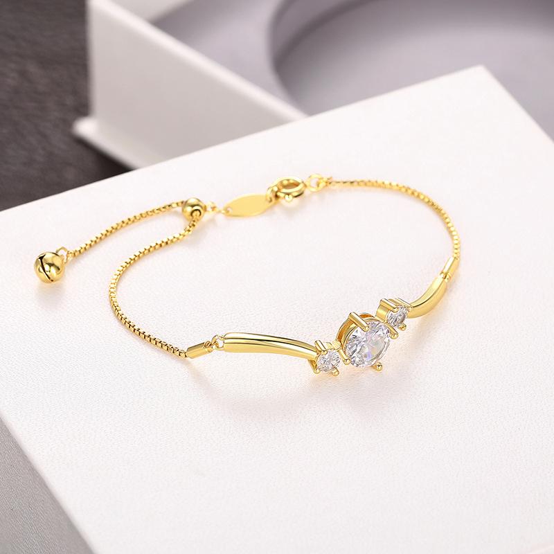 CAOSHI Delicate Adjustable Bracelet for Women Two Color Available Cubic Zirconia Daily Wearable Jewelry Shiny Party Accessories