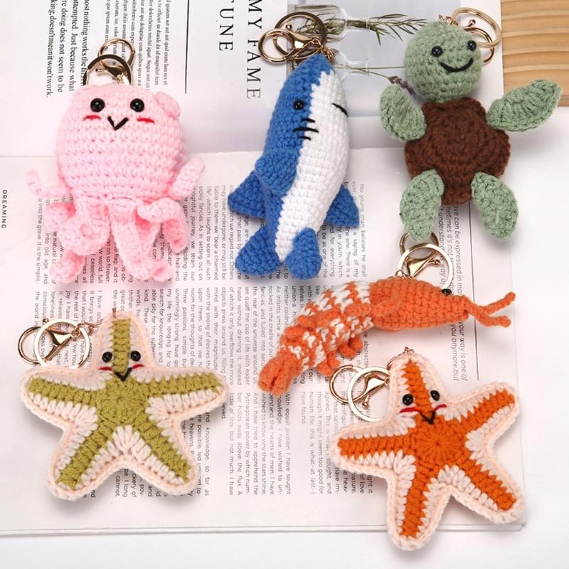 Unique Crochet Sea Animal Keyring Assortment Type Purse Hanging Decoration Handmade Ideal For Decoration Gifting