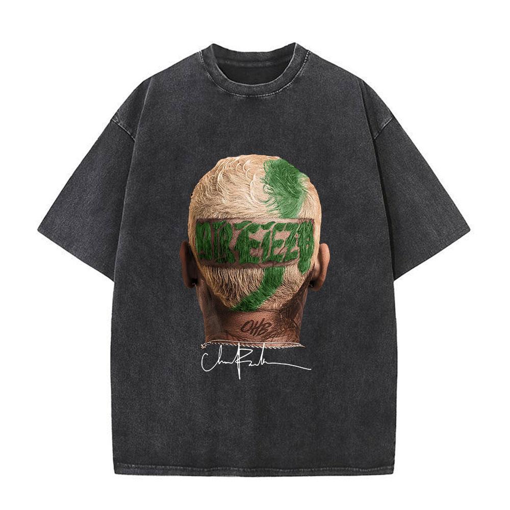 Rapper Chris Brown Breezy Bowl XX Tour 11:11 Vintage Washed T-Shirt Herren Damen Mode Hip Hop T-Shirts Baumwolle Oversized T-Shirts