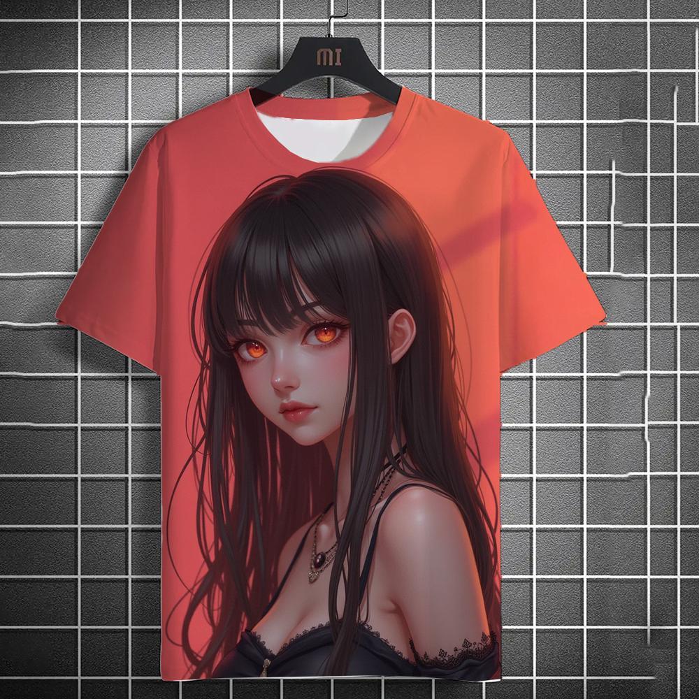 Summer Harajuku Anime Girl Graphic T Shirt For Men 3D Print Fashion Loose Short Sleeve Tops Kawaii Cool Street Style Y2k Tops