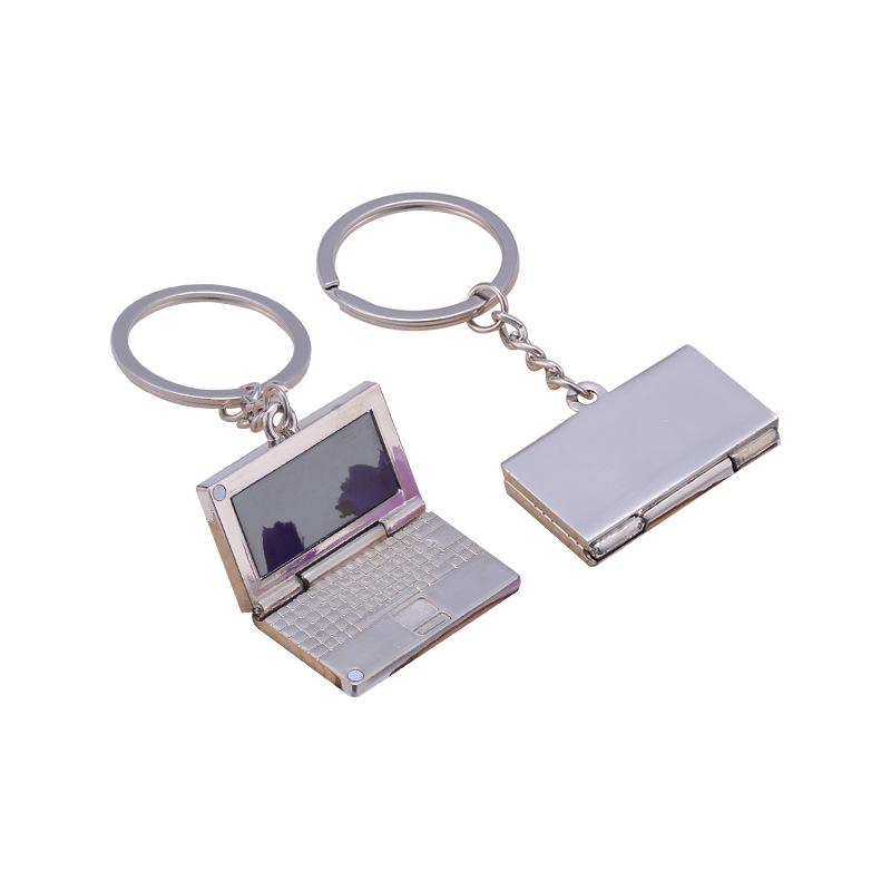 Personalized Mini Metal Laptop Keychain with Laser Engraved Logo
