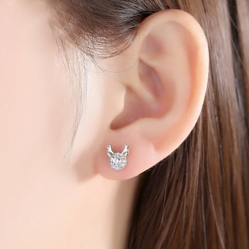 Women Christmas Crystal Elk Stud Earrings Fashion Jewelry Gift Christmas Ornaments