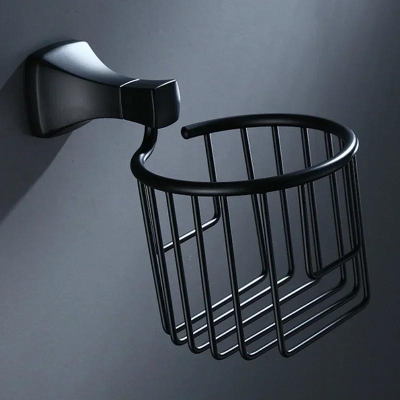 Black Space Aluminum Paper Towel Storage Toilet Paper Holder European Paper Towel Rack Bathroom Hardware Accessories