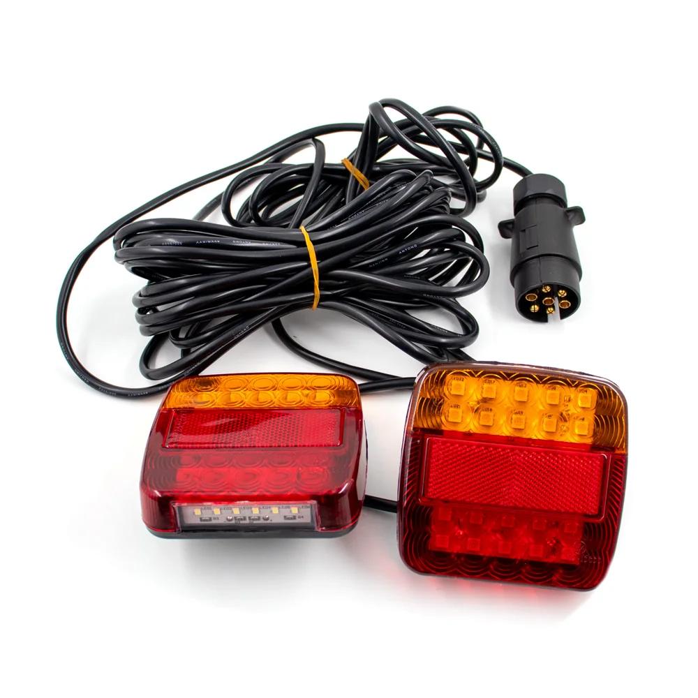 1Set Universal 12V 16 LED Rear Towing Trailer Tail Light 10m Cable 7 Pin Brake Stop License Number Plate Lamp Waterproof Lights