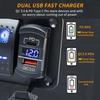 4 Gang IP68 Waterproof Boat Rocker Switch Panel DC 12-24V LED Digital Voltmeter + Dual USB (QC 3.0 & Type-C) Fast Charging Pre-Wired Toggle Switch